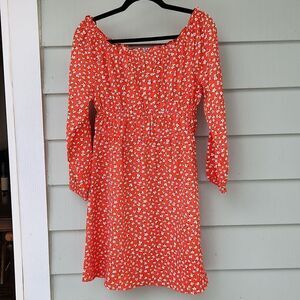 Floral Off-Shoulder Dress in Red